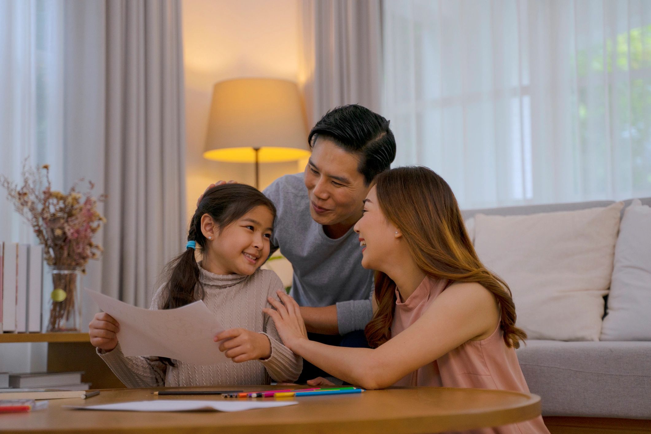 Family spending time together at home