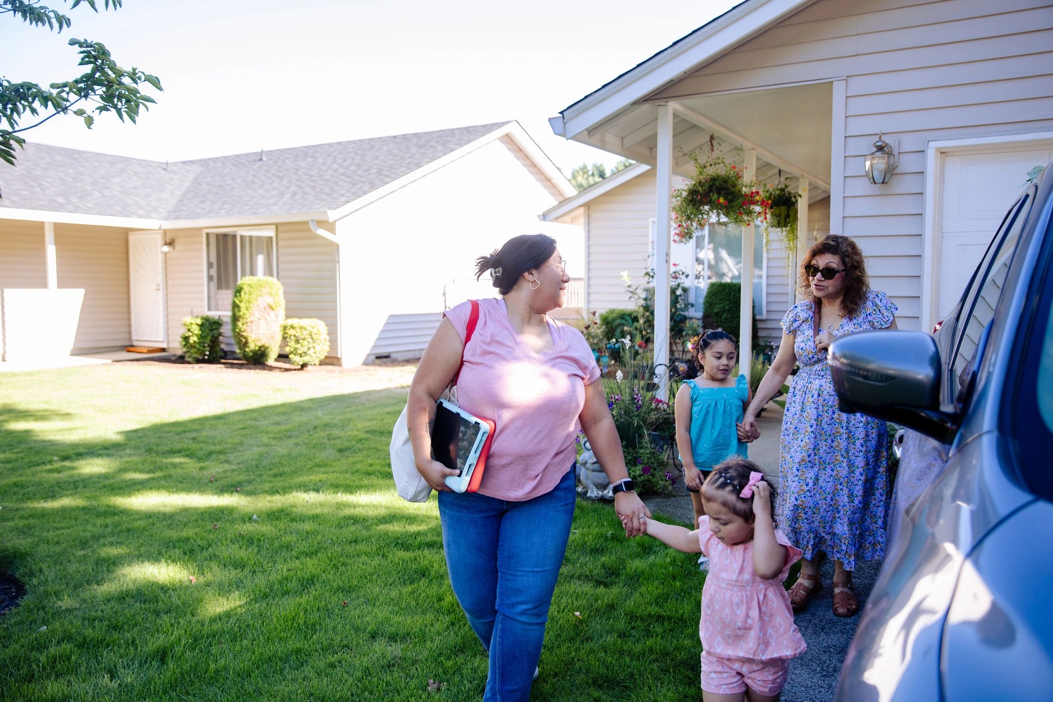 Multigenerational family spending time together outdoors